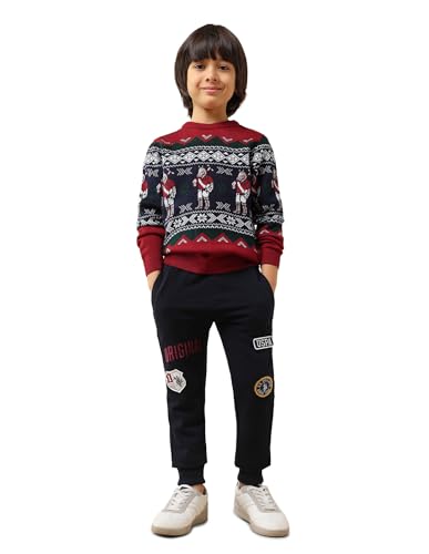 U.S. Polo Assn. Kids Boy's Acrylic Crew Neck Pullover Sweater (UKSWE0167_Dark Red