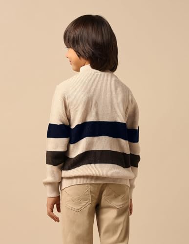 U.S. Polo Assn. Kids Boy's Acrylic High Neck Pullover Sweater (UKSWE0169_Off White