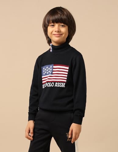 U.S. Polo Assn. Kids Boy's Cotton Turtle Neck Pullover Sweater (UKSWE0172_Navy