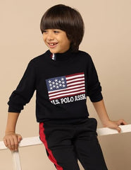 U.S. Polo Assn. Kids Boy's Cotton Turtle Neck Pullover Sweater (UKSWE0172_Navy