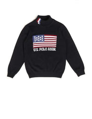 U.S. Polo Assn. Kids Boy's Cotton Turtle Neck Pullover Sweater (UKSWE0172_Navy