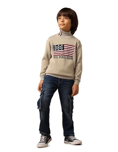 U.S. Polo Assn. Kids Boy's Cotton Turtle Neck Pullover Sweater (UKSWE0174_Beige