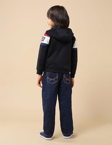 USPA Kids Boys Brand Appliqued Regular Fit Sweatshirt (UKSWS0309_Navy_6-7 Years)