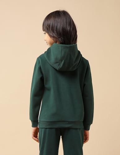 U.S. Polo Assn. Kids Boy's Cotton Neck Hooded Sweatshirt (UKSWS0329_Dark Green