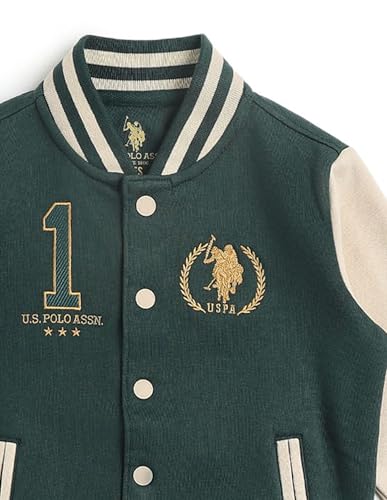 U.S. Polo Assn. Kids Boy's Cotton Collared Neck Sweatshirt (UKSWS0331_Dark Green