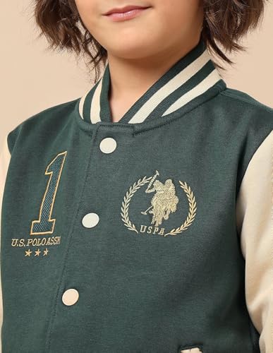 U.S. Polo Assn. Kids Boy's Cotton Collared Neck Sweatshirt (UKSWS0331_Dark Green
