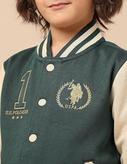 U.S. Polo Assn. Kids Boy's Cotton Collared Neck Sweatshirt (UKSWS0331_Dark Green