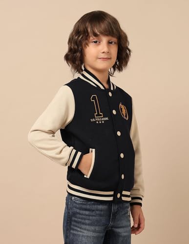 USPA Kids Boys Brand Embroidered Regular Fit Sweatshirt (UKSWS0332_Navy_2-3 Years)
