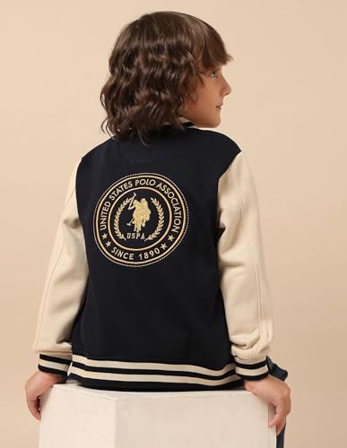 USPA Kids Boys Brand Embroidered Regular Fit Sweatshirt (UKSWS0332_Navy_2-3 Years)