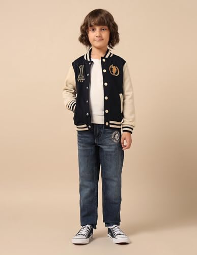 USPA Kids Boys Brand Embroidered Regular Fit Sweatshirt (UKSWS0332_Navy_2-3 Years)