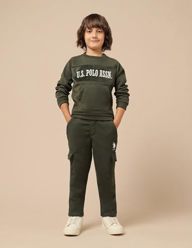 U.S. Polo Assn. Kids Boy's Cotton Crew Neck Sweatshirt (UKSWS0348_Olive