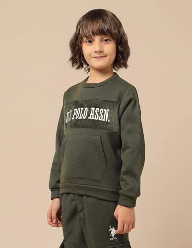 U.S. Polo Assn. Kids Boy's Cotton Crew Neck Sweatshirt (UKSWS0348_Olive