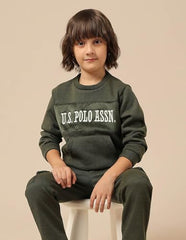 U.S. Polo Assn. Kids Boy's Cotton Crew Neck Sweatshirt (UKSWS0348_Olive