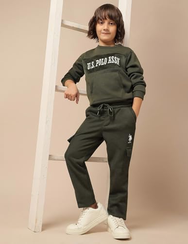 U.S. Polo Assn. Kids Boy's Regular Track Pants (UKTRK0272_Olive