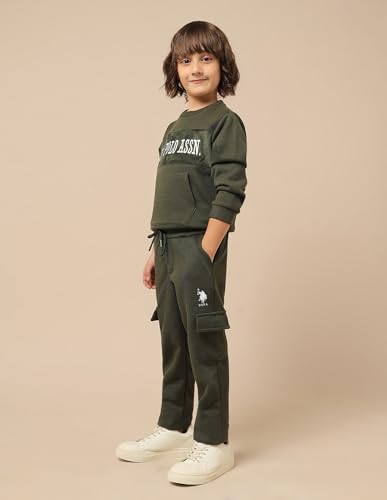 U.S. Polo Assn. Kids Boy's Regular Track Pants (UKTRK0272_Olive