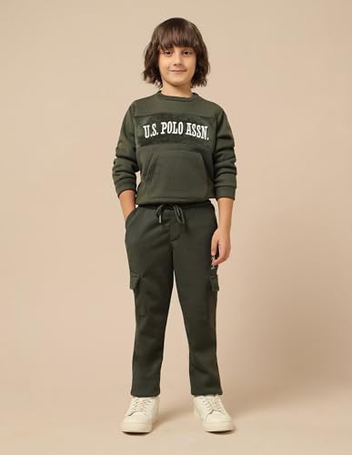 U.S. Polo Assn. Kids Boy's Regular Track Pants (UKTRK0272_Olive