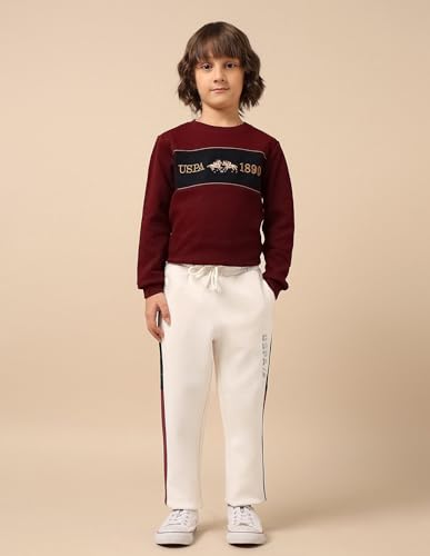 U.S. Polo Assn. Kids Boy's Regular Track Pants (UKTRK0297_Off White