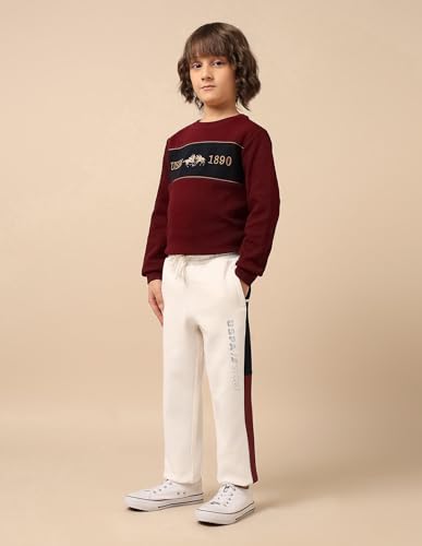 U.S. Polo Assn. Kids Boy's Regular Track Pants (UKTRK0297_Off White