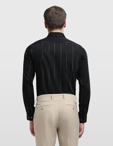 Arrow Newyork Men's Self Design Vertical Striped Manhattan Slim Fit Shirt