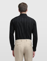 Arrow Newyork Men's Self Design Vertical Striped Manhattan Slim Fit Shirt
