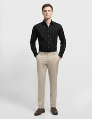 Arrow Newyork Men's Self Design Vertical Striped Manhattan Slim Fit Shirt