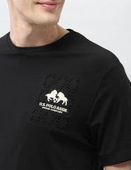 U.S. Polo Assn. Denim Co. Men's Solid Slim Fit Black & Gold T-Shirt