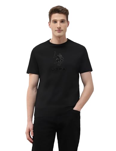 U.S. Polo Assn. Denim Co. Men's Black & Gold Brand Embossed Slim Fit T-Shirt