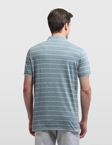 Arrow Men's Horizontal Striped Regular Fit Polo Shirt (ARALTS3796_Blue_L)