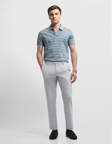 Arrow Men's Horizontal Striped Regular Fit Polo Shirt (ARALTS3796_Blue_L)