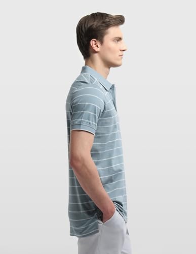 Arrow Men's Horizontal Striped Regular Fit Polo Shirt (ARALTS3796_Blue_L)
