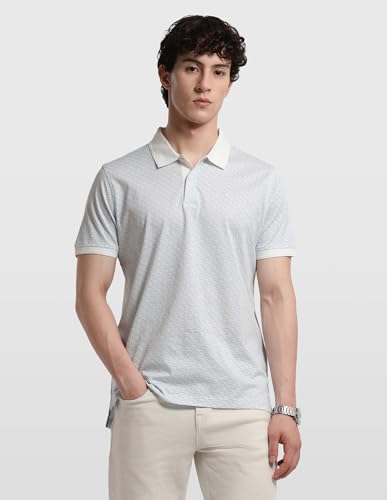 Arrow Men's Geometric Printed Regular Fit Polo Shirt (ARALTS3887_Light Blue_L)