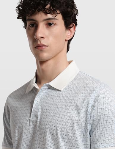 Arrow Men's Geometric Printed Regular Fit Polo Shirt (ARALTS3887_Light Blue_L)