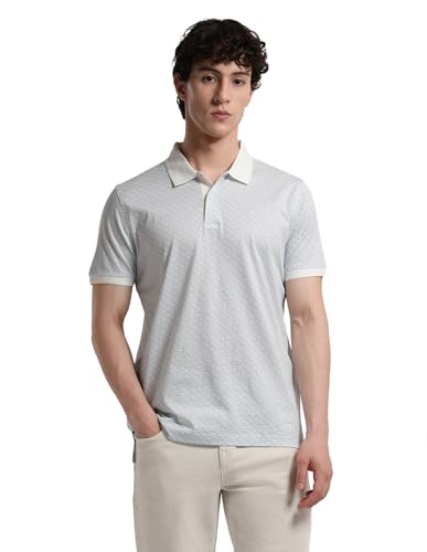 Arrow Men's Geometric Printed Regular Fit Polo Shirt (ARALTS3887_Light Blue_L)