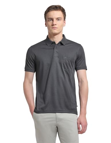 Arrow men's solid regular fit polo shirt in a classic design, shown on a hanger with a plain background.