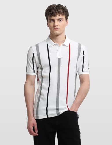 Arrow Sport Men's Vertical Striped Regular Fit Polo Shirt