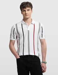 Arrow Sport Men's Vertical Striped Regular Fit Polo Shirt