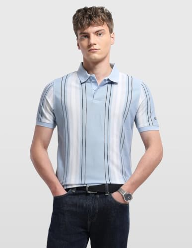 Arrow Sport Men's Vertical Striped Regular Fit Polo Shirt