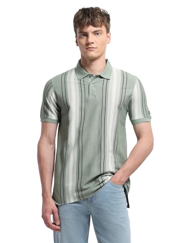 Arrow Sport Men's Vertical Striped Regular Fit Polo Shirt