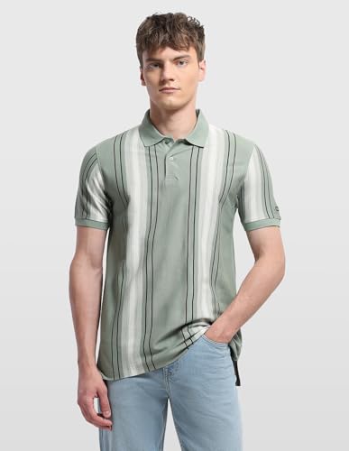 Arrow Sport Men's Vertical Striped Regular Fit Polo Shirt
