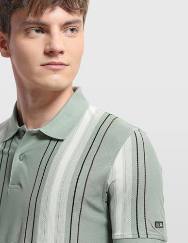 Arrow Sport Men's Vertical Striped Regular Fit Polo Shirt
