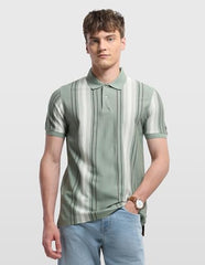 Arrow Sport Men's Vertical Striped Regular Fit Polo Shirt
