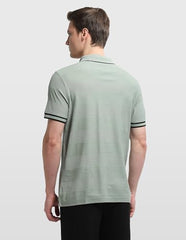 Arrow Sport Men's Self Design Horizontal Striped Regular Fit Polo Shirt (ASALTS3407_Light Green_L)