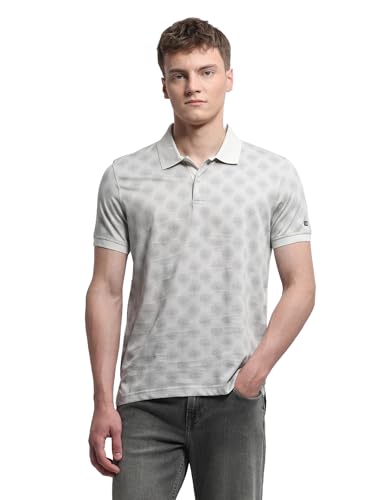 Arrow Sport Men's Geometric Printed Regular Fit Polo Shirt (ASALTS3486_Grey_M)