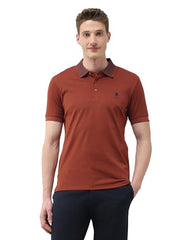 U.S.Polo Association Men's Solid Slim Fit Polo Shirt (USTSHP0767_Rust_L)