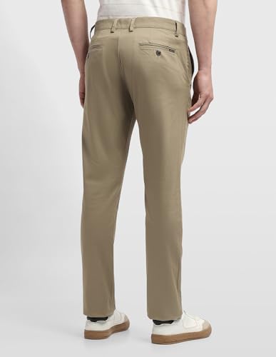 Arrow Sport men's textured Bronson slim fit casual trousers, shown in dark fabric with a tailored fit and classic waistband.