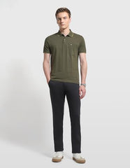 Arrow Sport men's solid Bronson slim fit trousers, casual men's lower wear in dark fabric, front view showing tailored fit.