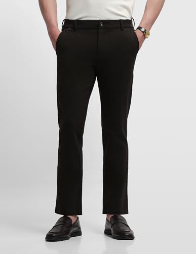 Arrow Sport Men's Bronson Slim Fit Knitted Trousers (ASALTR2720_Dark Brown_32)