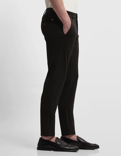 Arrow Sport Men's Bronson Slim Fit Knitted Trousers (ASALTR2720_Dark Brown_32)
