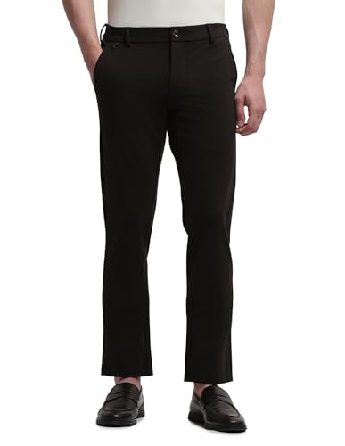 Arrow Sport Men's Bronson Slim Fit Knitted Trousers (ASALTR2720_Dark Brown_32)