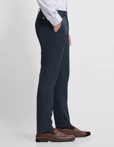 Arrow Men's Dobby Hudson Tailored Fit Trousers (ARALTR2044_Navy_38)